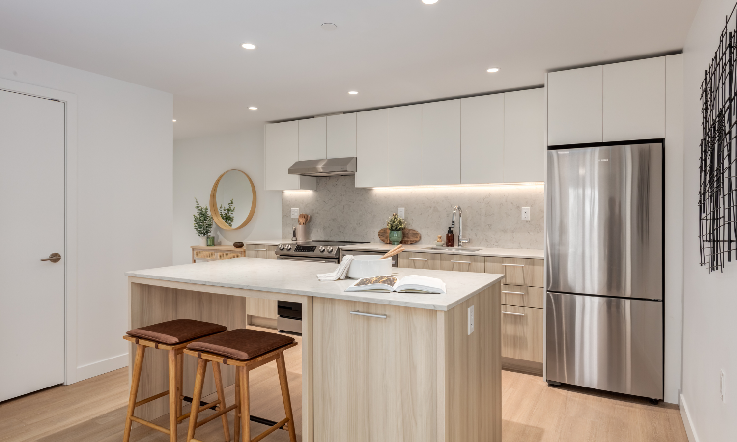 Bright, modern kitchen at Lonsdale Square. Rent with Minto Apartments.